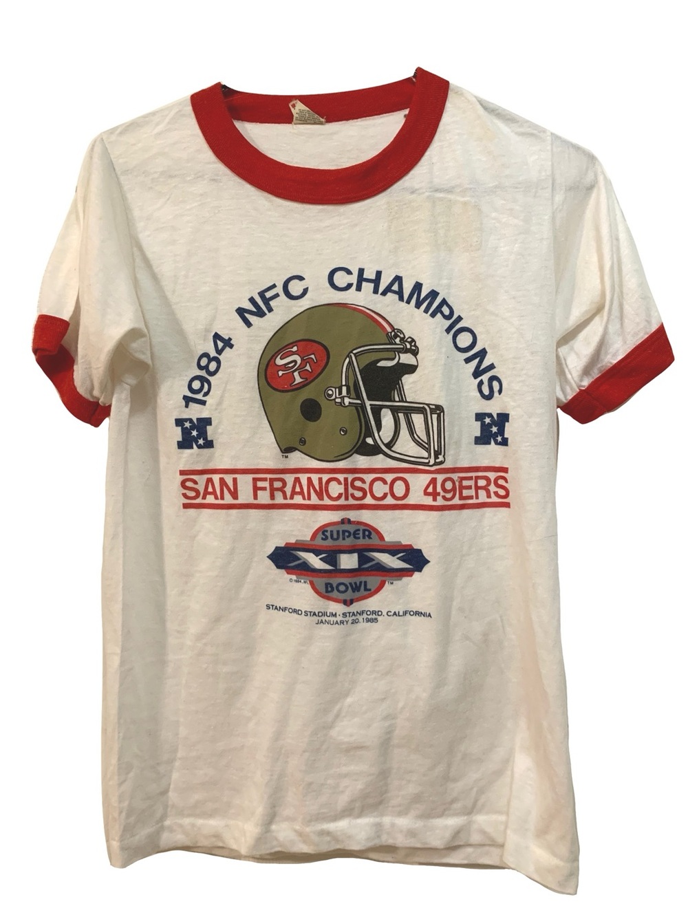 San Francisco 49ers 1984 NFC Champions VTG Red & White Ringer Tee